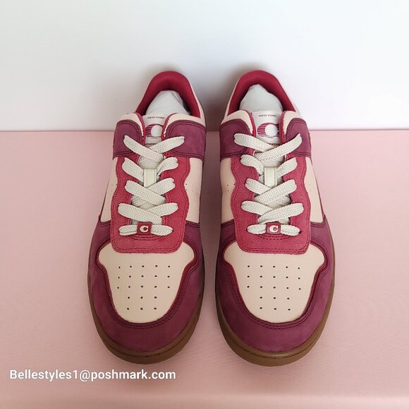 COACH Low Top Leather and Suede Sneakers C201- Pink color-Women’s US Size 9.5B ⭐ - Picture 11 of 16